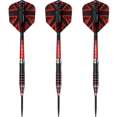 Mission Darts Steel Darts Darryl Fitton The Dazzler Black & Red Electro 95% Tungsten Steeltip Darts Steeldart 24 g