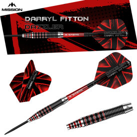 Mission Darts Steel Darts Darryl Fitton The Dazzler Black & Red Electro 95% Tungsten Steeltip Darts Steeldart 26 g