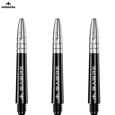 Mission Dart Sabre Shafts Black mit Aluminium-Top Silber IM Intermediate