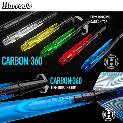 Harrows Dart Carbon 360 Shaft Dartshaft mit rotierenden Carbonverbundstoff-Top in verschiedenen Farben und Längen