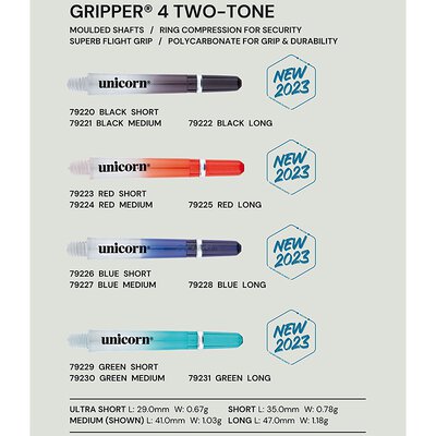 unicorn Gripper 4 Two Tone Shaft mit Aluminium Ring in verschiedene Farben & Längen