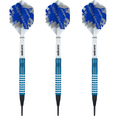 Unicorn Soft Darts Gary Anderson Silverstar Blue 80% Tungsten Softtip Darts Softdart 19 g
