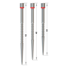 one80 Steel Darts R2 Revolution Interchange Points 2,35 mm Point Wechselspitzen Silber Grooved C 44 mm