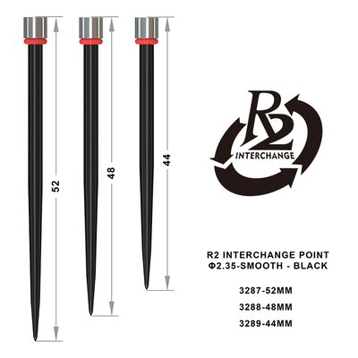 one80 Steel Darts R2 Revolution Interchange Points 2,35 mm Point Wechselspitzen Schwarz Smooth 48 mm