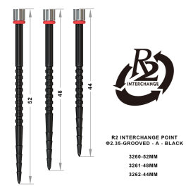 one80 Steel Darts R2 Revolution Interchange Points 2,35 mm Point Wechselspitzen Schwarz Grooved A 52 mm