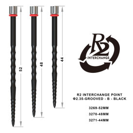 one80 Steel Darts R2 Revolution Interchange Points 2,35 mm Point Wechselspitzen Schwarz Grooved B 48 mm