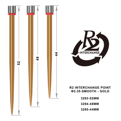 one80 Steel Darts R2 Revolution Interchange Points 2,35 mm Point Wechselspitzen Gold Smooth 44 mm