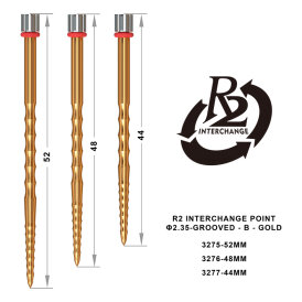 one80 Steel Darts R2 Revolution Interchange Points 2,35 mm Point Wechselspitzen Gold Grooved B 44 mm