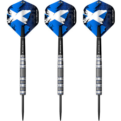 Mission Darts Steel Darts Alan Soutar Soots Blue & White Electro 90% Tungsten Steeltip Darts Steeldart 28 g