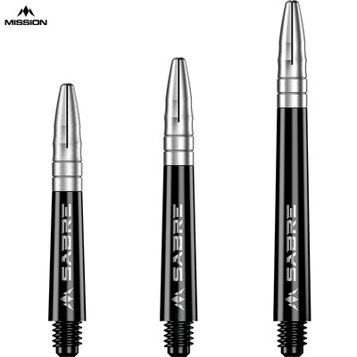 Mission Dart Sabre Shafts Black mit Aluminium-Top 3er Set verschiedene Farben und Längen