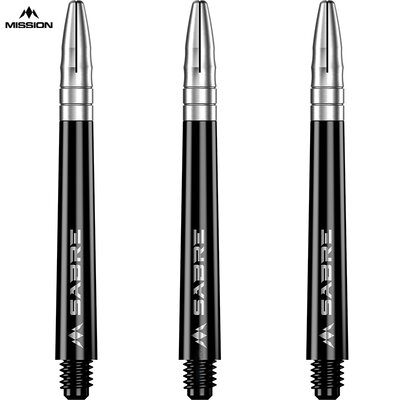 Mission Dart Sabre Shafts Black mit Aluminium-Top 3er Set Silber M Mittel