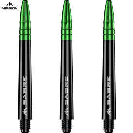 Mission Dart Sabre Shafts Black mit Aluminium-Top 5er Set Grün S Kurz