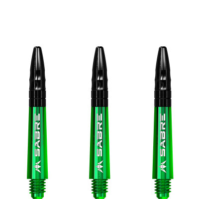 Mission Dart Sabre Shafts Colour mit Aluminium-Top 5er Set Grün S Kurz