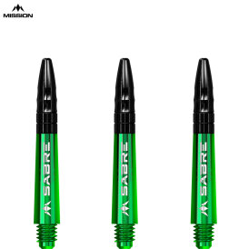 Mission Dart Sabre Shafts Colour mit Aluminium-Top 5er Set Grün S Kurz