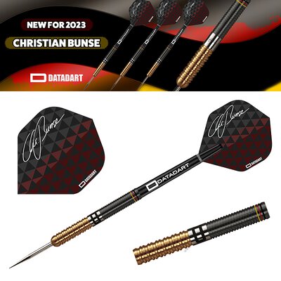 Datadart Steel Darts Christian Bunse Black and Gold 90% Tungsten Steeltip Darts Steeldart 21 g
