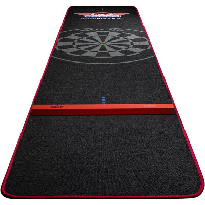 "Verpackung beschädigt" - BULLS NL Dartmatte Dartteppich Carpet Mat 60 cm x 300 cm Black-Red mit Oche