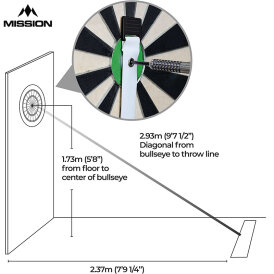 Mission Dart Oche Guide Strip Maßband Abstandsmesser