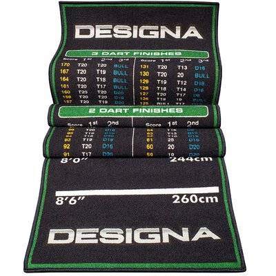Designa Checkouts Carpet Mat Non Slip Back Dartteppich-Dartmatte rutschfeste Unterseite - Grün 60 cm