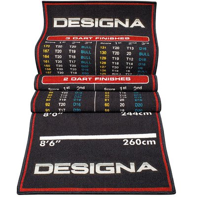 Designa Checkouts Carpet Mat Non Slip Back Dartteppich-Dartmatte rutschfeste Unterseite - Rot 80 cm