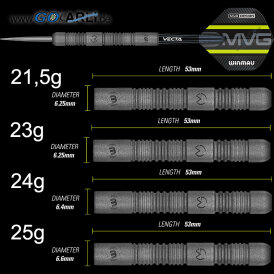 "Leicht bespielt" - Winmau Steel Darts MvG Michael van Gerwen Exact 90% Tungsten Steeltip Dart Steeldart 23 g
