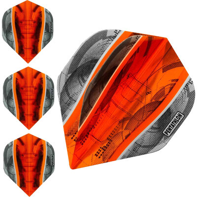 Pentathlon Dart Flight Silver Edge Transparent Dartflights F1359 Orange 1 Set