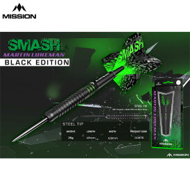 Mission Darts Steel Darts Martin Lukeman Smash Black 90% Tungsten Steeltip Darts Steeldart 25 g