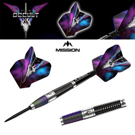 Mission Darts Steel Darts Occult 90% Tungsten Black & Coral Steeltip Darts Steeldart 23 g
