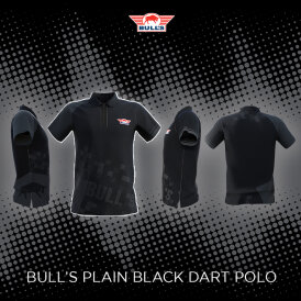 BULL´S NL Darts Plain Black - Schwarz Dart Polo Dart Shirt Trikot Design 2023 Größe L