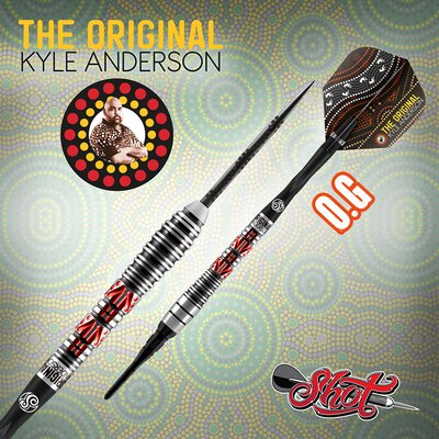 Shot Soft Darts Kyle Anderson The Original 90% Tungsten Softtip Darts Softdart 18 g - Leicht bespielt!
