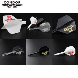 Condor Dart Flights Shafts AXE Logo Small 2 in1 Schaft-Flights-System Klar/Silber M Mittel