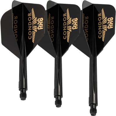 Condor Dart Flights Shafts AXE Logo Small 2 in1 Schaft-Flights-System Schwarz/Gold S Kurz