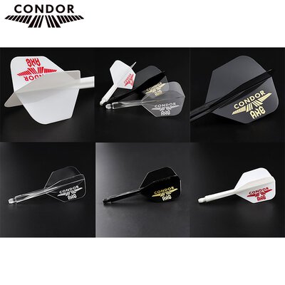 Condor Dart Flights Shafts AXE Logo Small 2 in1 Schaft-Flights-System Weiß/Rot L Lang