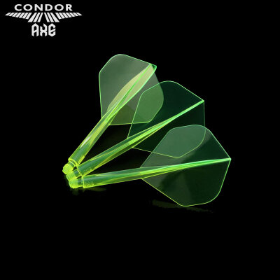 Condor Dart Flights Shafts AXE Neon 2 in1 Schaft-Flights-System Klar Neon Geb Standard Nr.2 L Lang