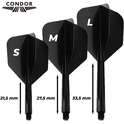 Condor Dart Flights Shafts AXE Neon 2 in1 Schaft-Flights-System Klar Neon Orange Standard Nr.2 L Lang