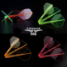 Condor Dart Flights Shafts AXE Neon 2 in1 Schaft-Flights-System Klar Neon Orange Small Nr.6 L Lang