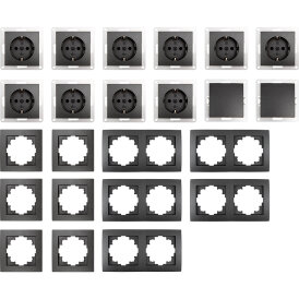 Schalter und Steckdosen Set McPower Flair Niveau 23-teilig anthrazit