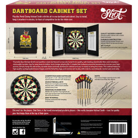 Shot Dart Michael Smith Bully Boy Cabinet Set Sisal Dartboard & 6 Darts