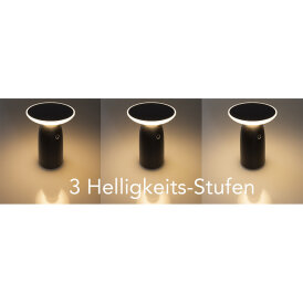 LED Akku-Tischleuchte Solar Foco Mesa 3000K, 100/500/1000lm, LiIon Akku, IP44