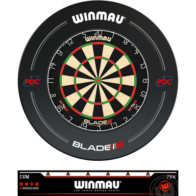 Winmau Blade 6 Dartscheibe Dart Board und Blade 6 PDC Surround incl. Abwurflinie Starter Pack Startset