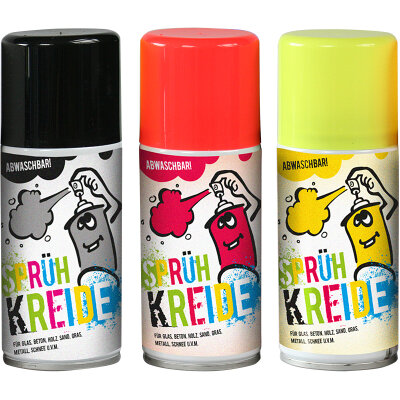 Elliot Sprühkreide Kreidespay abwaschbare Markierung 3er Set Schwarz-Rot-Gelb 1 Stück Made in Germany