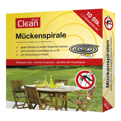 Elina Clean Anti-Mücken-Spirale Insektenspriale gegen Mücken Mückenschutz Mückenspirale 3 Stück