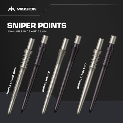 Mission Dart Steel Tip Sniper Dart Points Titan Pro Dart Wechsel- Spitzen Silber Titan Pro Point 32 mm