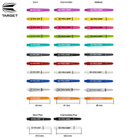 Target Pro Grip Shaft 3 3er Satz Dartshafts mit Aluminium Ring in verschiedenen Designs