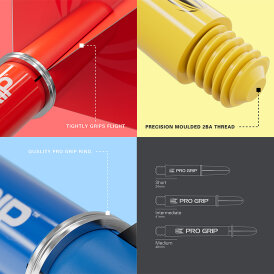 Target Pro Grip Shaft 3 3er Satz Dartshafts mit Aluminium Ring Schwarz S Kurz Plus