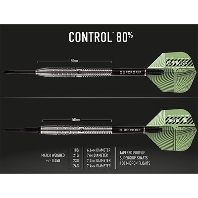 Harrows Steel Darts Control Tapered 80% Tungsten Steeltip Dart Steeldart 24 g
