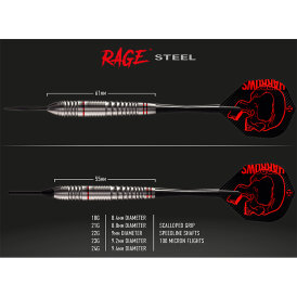 Harrows Steel Darts Rage Edelstahl / Inox beschichtet Steeltip Dart Steeldart 23 g