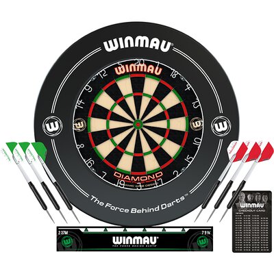 Winmau Professional Diamond Dartboard Surround Set Dartscheibe, Surround, 2 Dartsets incl. Abwurflinie Starter Pack Startset