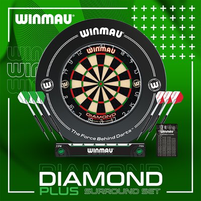 Winmau Professional Diamond Dartboard Surround Set Dartscheibe, Surround, 2 Dartsets incl. Abwurflinie Starter Pack Startset