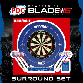 Winmau Professional PDC Blade 6 Dartboard Surround Set Dartscheibe, Surround, 2 Dartsets incl. Abwurflinie Starter Pack Startset