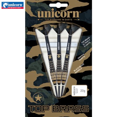 Unicorn Steel Darts Top Brass 4 Schwarz/Gold Steeltip Dart Steeldart 20 g